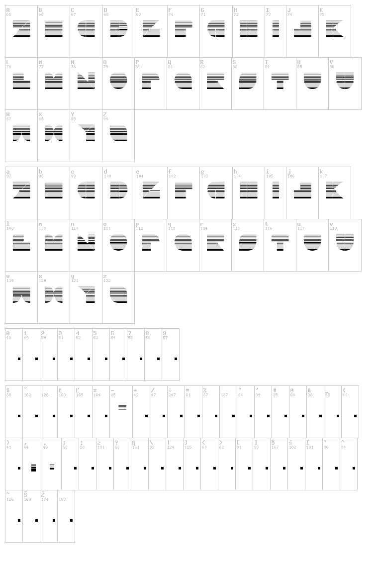 Drebiek font map